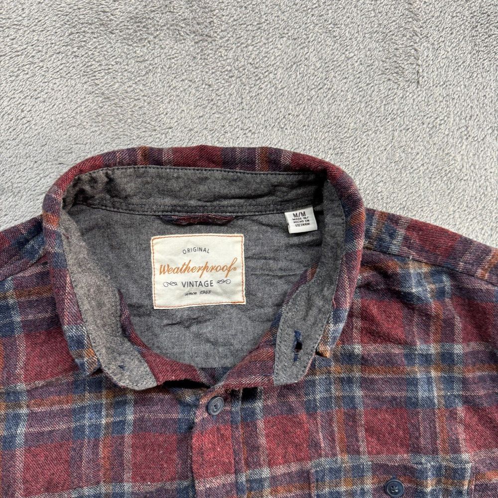 Weatherproof Vintage Button Shirt Plaid Long Sleeve Mens Medium‎ Red Outdoor - Picture 3 of 5